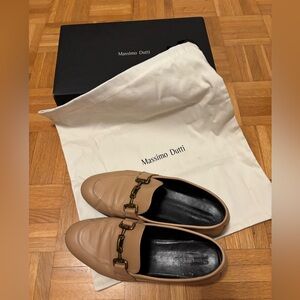Massimo Dutti Beige Leather Slip-On Loafers